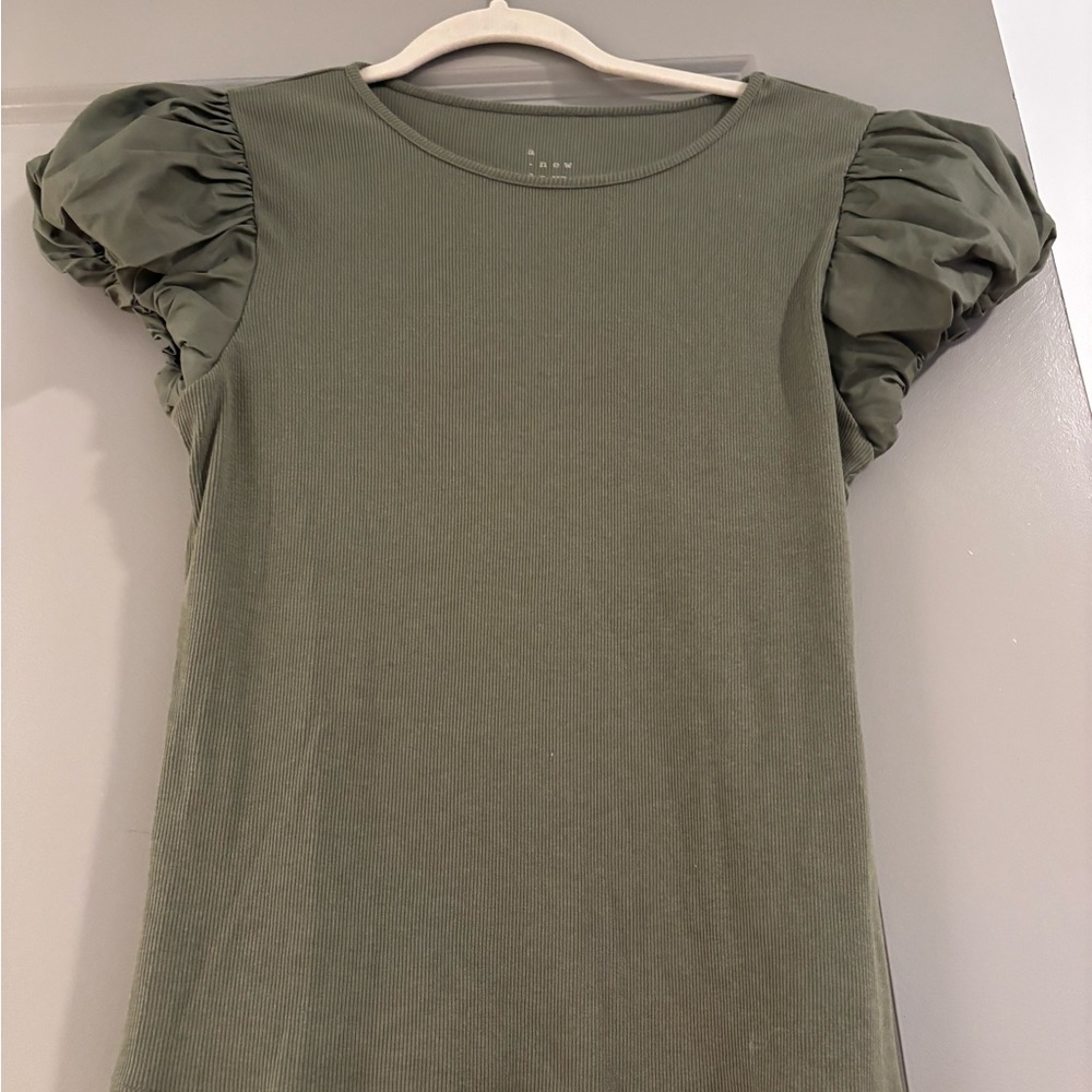 A New Day Olive Puff Sleeve Top